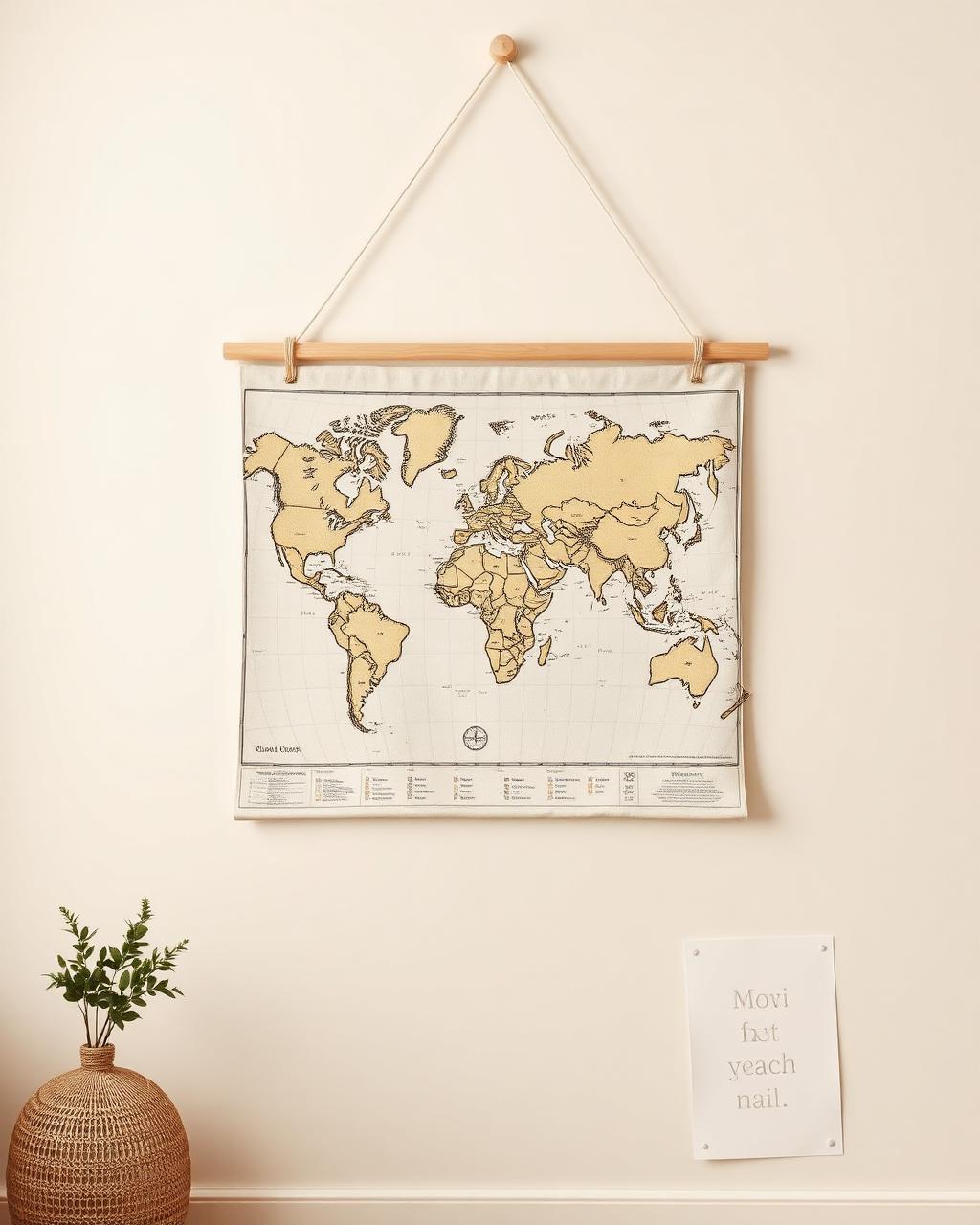 Carte du monde montée sur bâtons