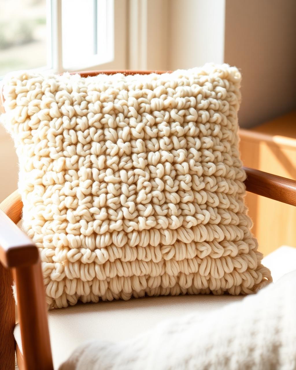 Coussin en laine bouclée