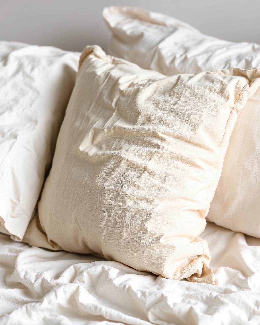Coussin en lin froissé naturel